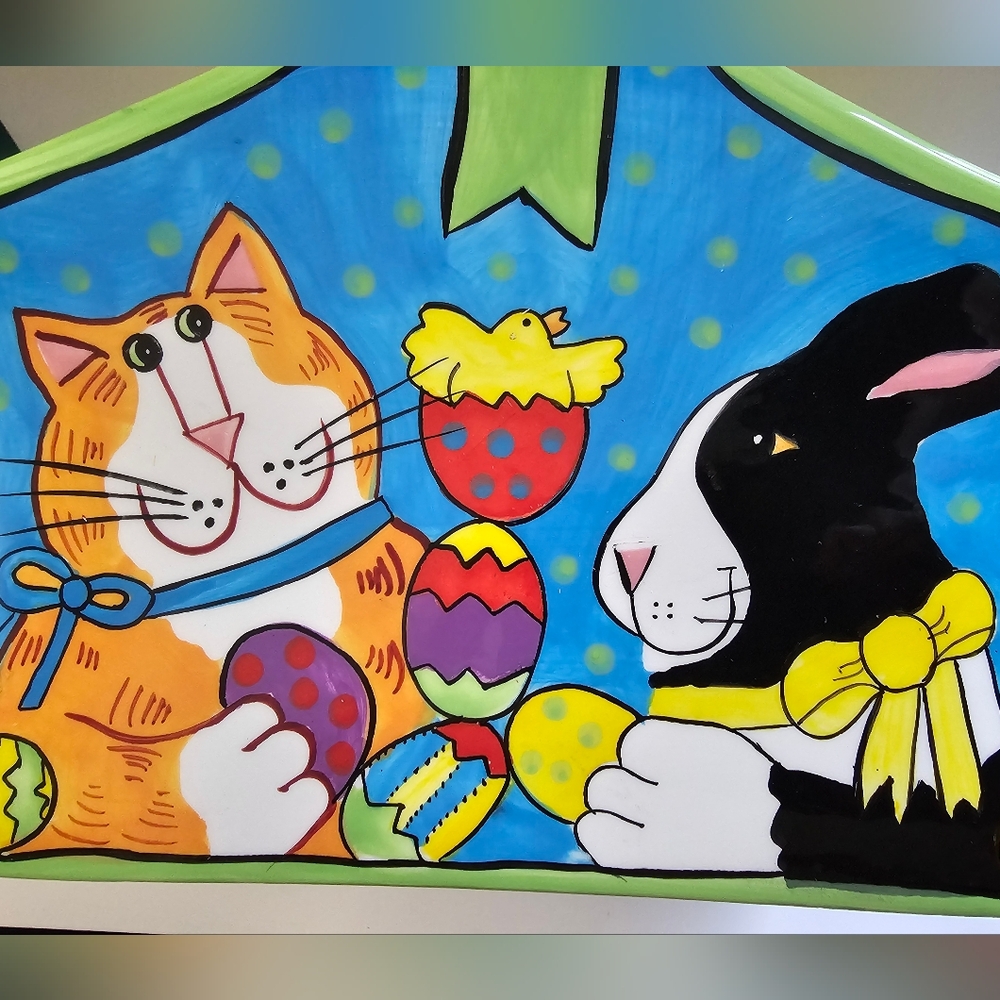 Catzilla Ceramic Easter Basket With Halmark Easter Plush